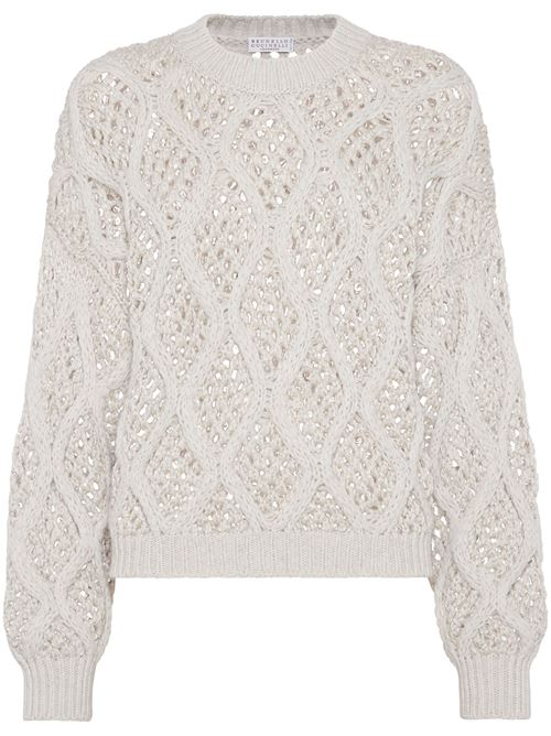 White cashmere open knit Brunello Cucinelli | M52374310CNF29